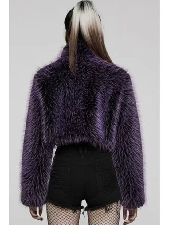 PUNK RAVE Polar Shaman Snow Beast cybergoth coat/jacket in purple - Picture 4 of 11